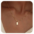 Collier Initiale Lettre Plaqué Or – Acier Inoxydable Gravé, Pendentif Carré, 26 Lettres Disponibles