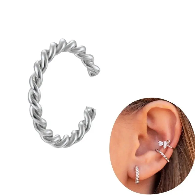 1 PCS Plated 24K High-end Geometric Design Ear Clip Women Without Perforated Geometric Cartilage Exquisite Jewelry Earrings Gift