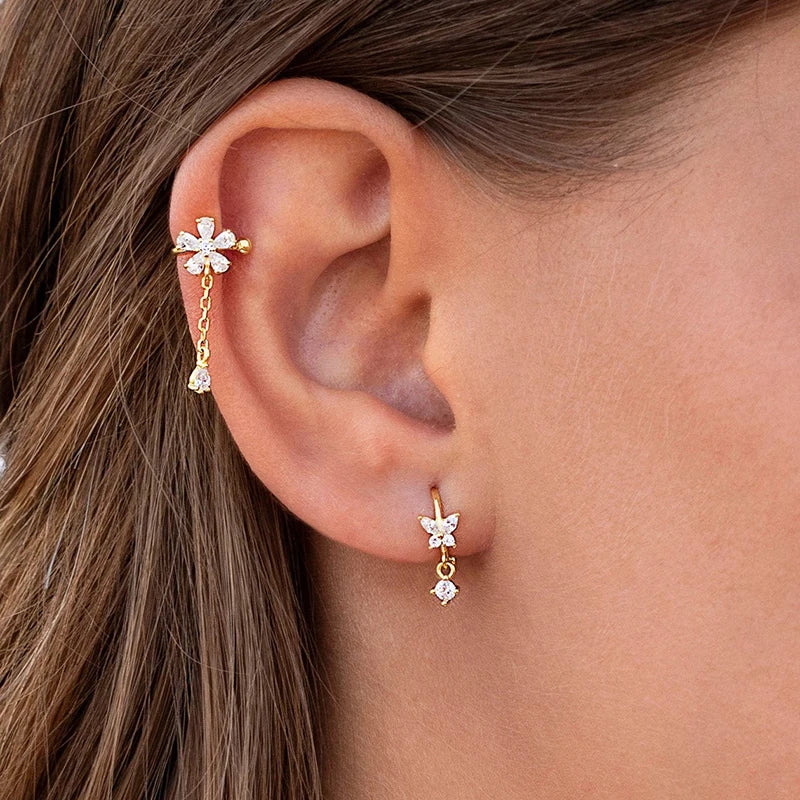 1 PCS Plated 24K High-end Geometric Design Ear Clip Women Without Perforated Geometric Cartilage Exquisite Jewelry Earrings Gift
