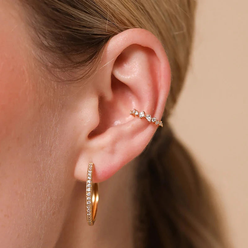 1 PCS Plated 24K High-end Geometric Design Ear Clip for Women Without Piercing Geometric Cartilage Exquisite Jewelry Earrings Gift
