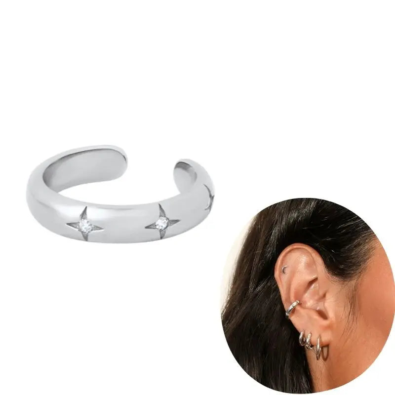 1 PCS Plated 24K High-end Geometric Design Ear Clip Women Without Perforated Geometric Cartilage Exquisite Jewelry Earrings Gift