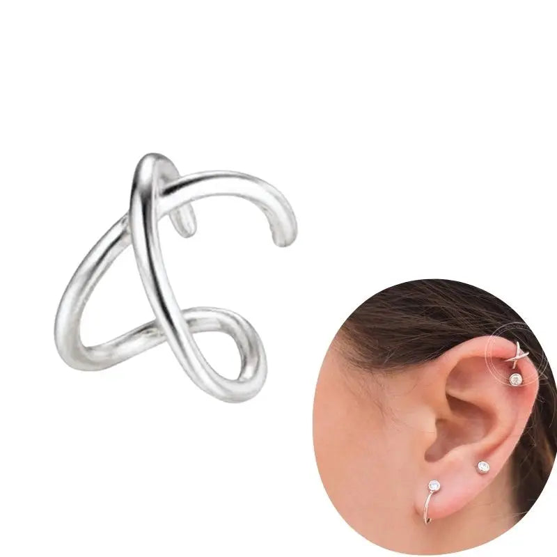1 PCS Plated 24K High-end Geometric Design Ear Clip Women Without Perforated Geometric Cartilage Exquisite Jewelry Earrings Gift