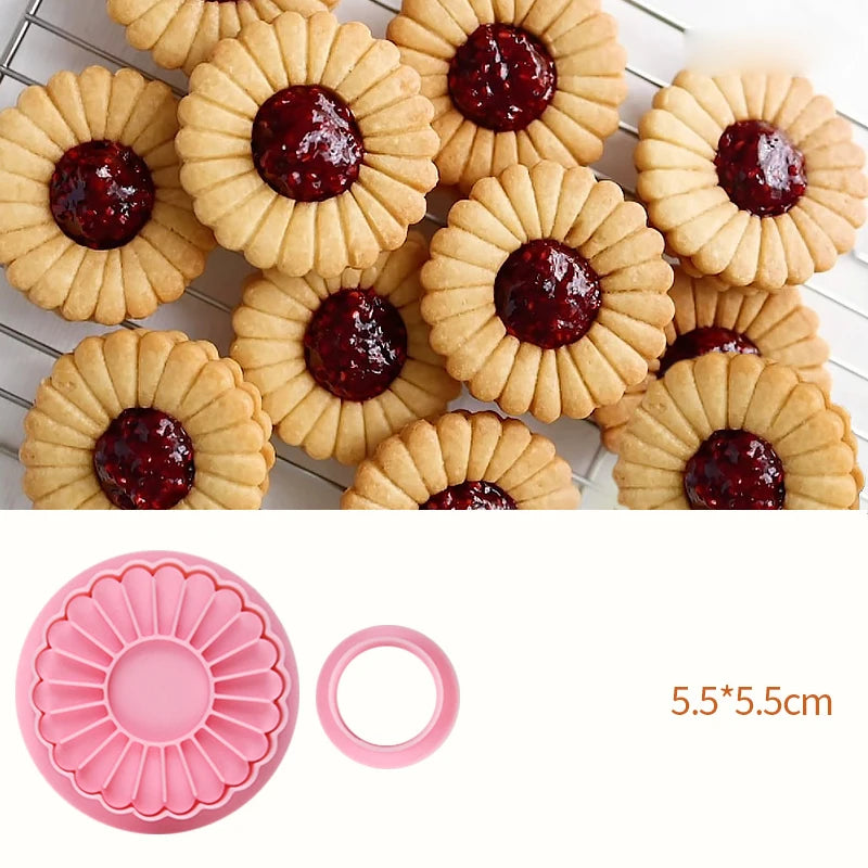 Flower Jam Sandwich 3d Cookie Moulds Biscuit Cutters Apple Pie Mold Diy Biscuits Baking Tools For Biscuit Dough Pastry Fondant