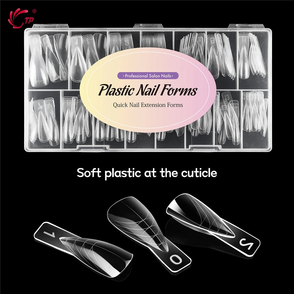Formes d'extension d'ongles réutilisables TP 150 pcs – Moules stiletto acryliques pour gel poly, couverture complète, 15 tailles