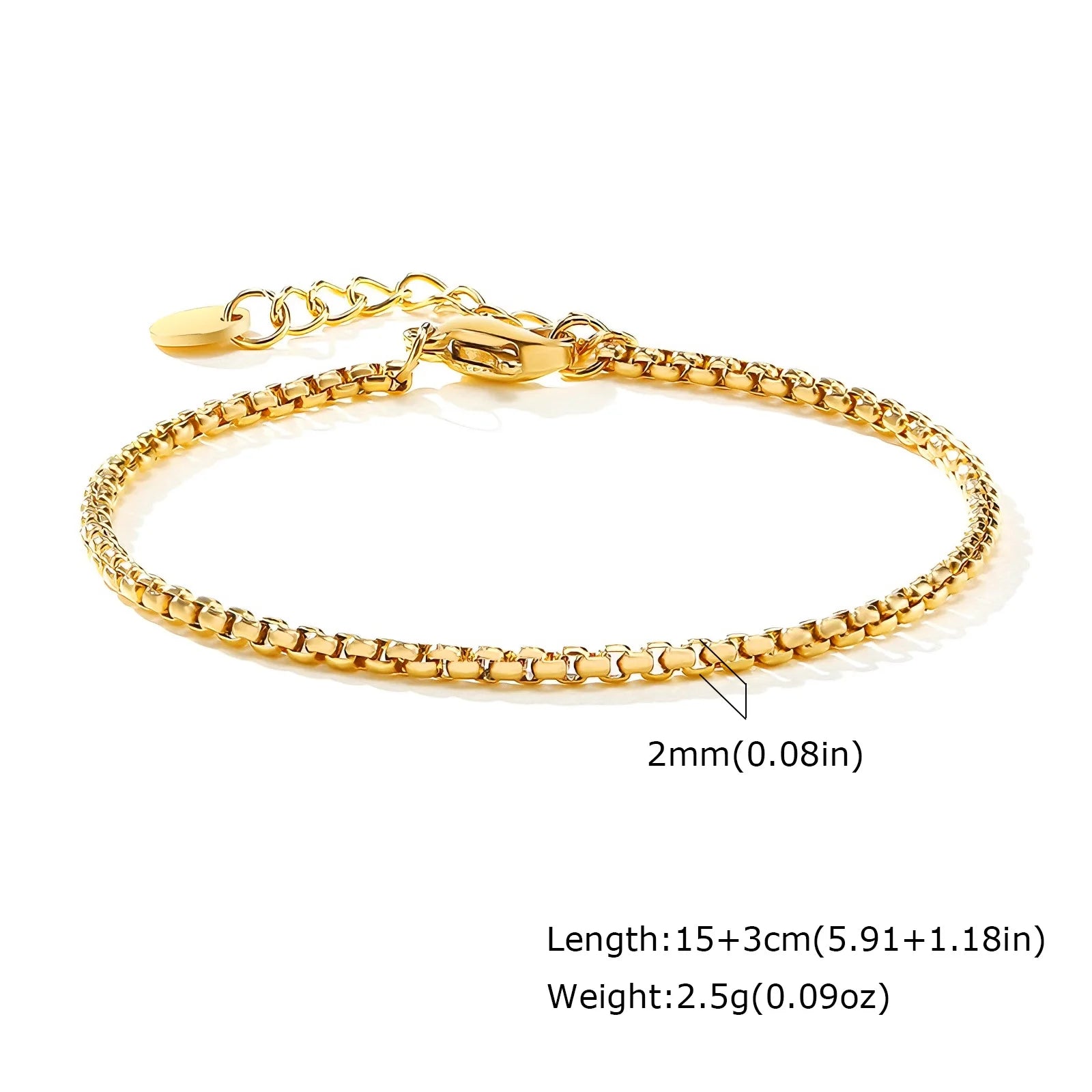 Non Tarnish Stainless Steel Bracelet Gold Plated Stackable for Women, Thin Herringbone Chain Bracelet Waterproof Jewelry Gift