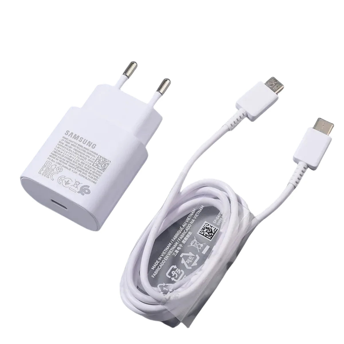 Chargeur Samsung Original 25W Type C – Charge Rapide Super Fast pour Galaxy A12 A13 A14 A23 F12 F14 A90 S10 5G Note 10+ avec Câble