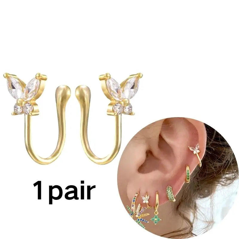 1 PCS Plated 24K High-end Geometric Design Ear Clip Women Without Perforated Geometric Cartilage Exquisite Jewelry Earrings Gift