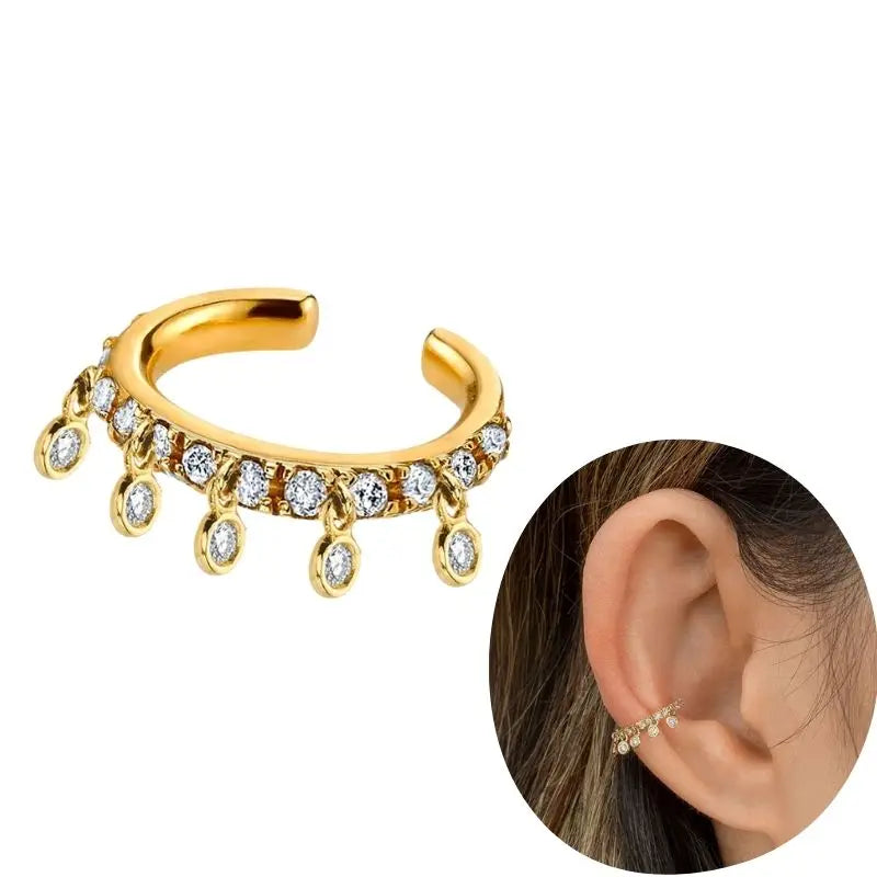 1 PCS Plated 24K High-end Geometric Design Ear Clip Women Without Perforated Geometric Cartilage Exquisite Jewelry Earrings Gift