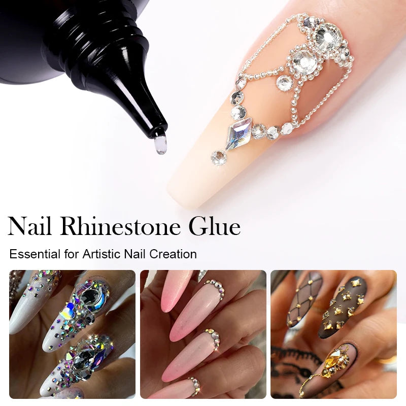 BORN PRETTY 30ml Rhinestones Glue Nail Gel Polish For Manicure Transparent Nail Art Sticky Gel Strong Jewelry Decorations