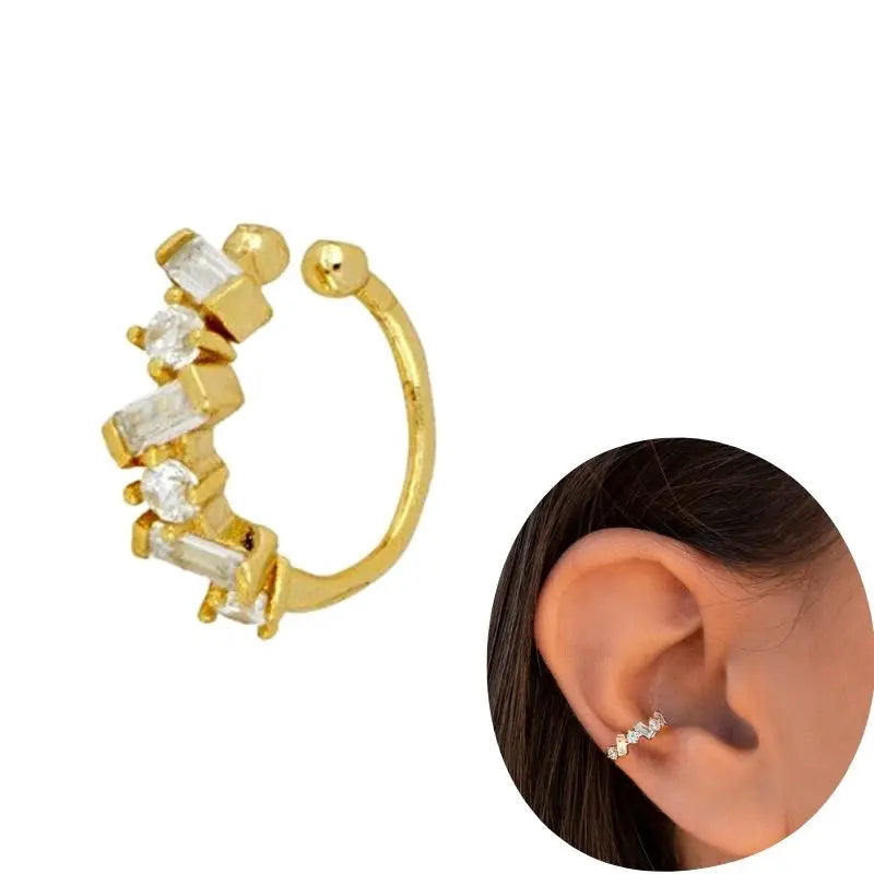 1 PCS Plated 24K High-end Geometric Design Ear Clip Women Without Perforated Geometric Cartilage Exquisite Jewelry Earrings Gift
