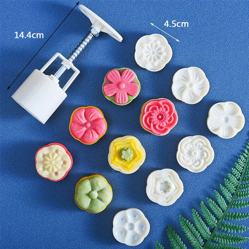 1 set DIY Mooncake Mold Plastic Hand Press Pastry Mold Hand Press Mung Bean Cake Model Pastry Embossing Make Kitchen Baking Tool