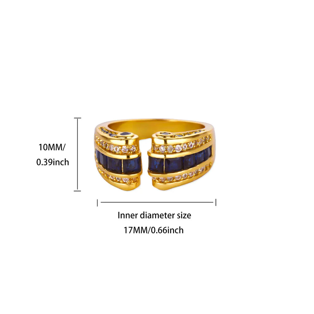 Bague Femme Gothique Ajustable Plaquée Or 18K – Acier Inoxydable, Design Géométrique Vintage Punk