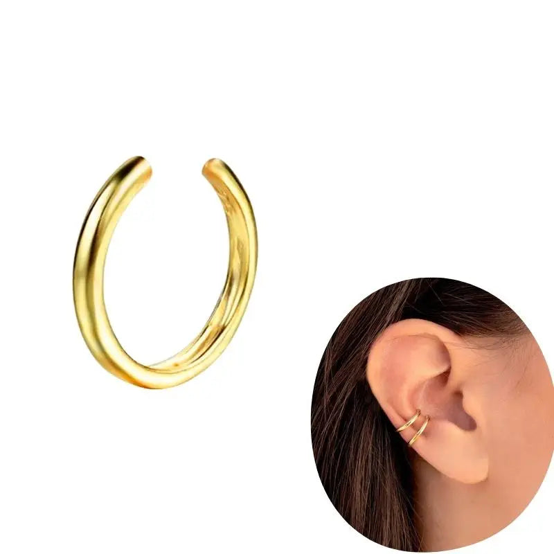 1 PCS Plated 24K High-end Geometric Design Ear Clip Women Without Perforated Geometric Cartilage Exquisite Jewelry Earrings Gift
