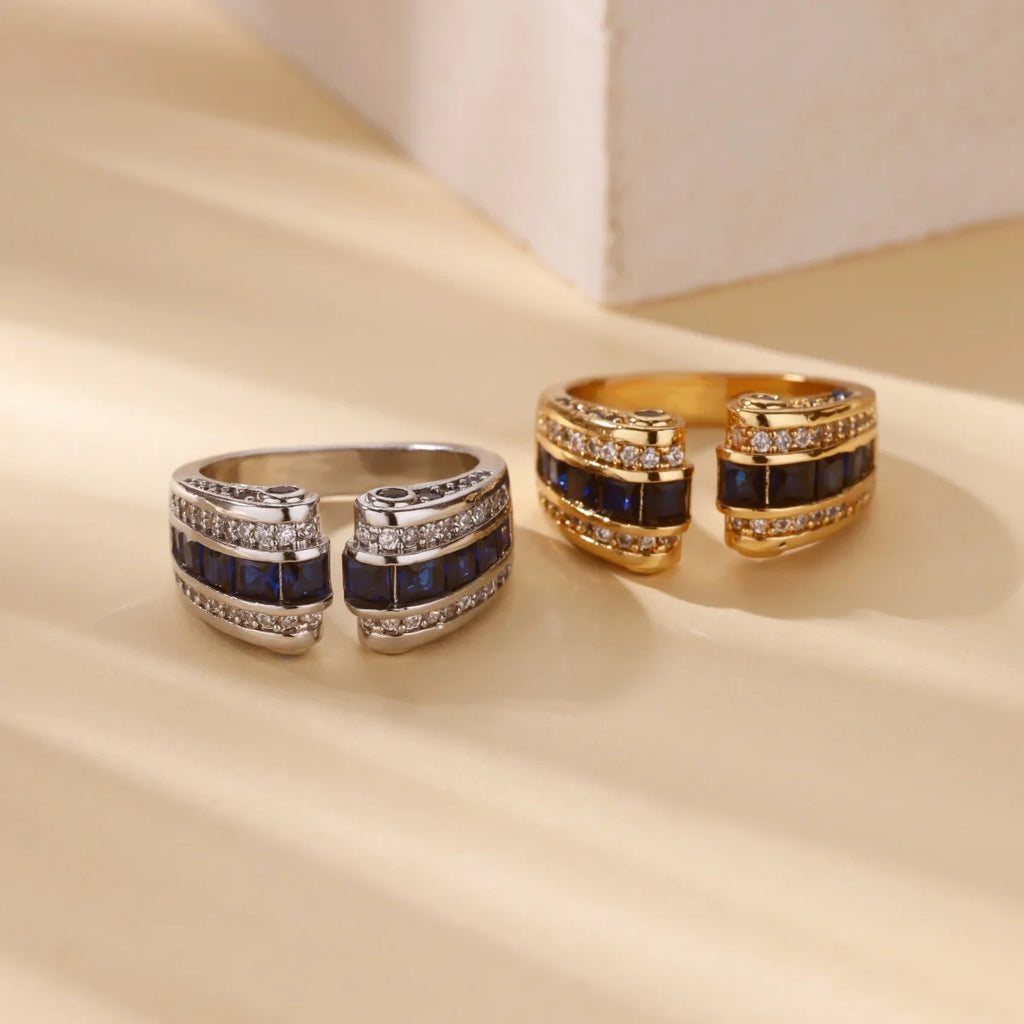 Bague Femme Gothique Ajustable Plaquée Or 18K – Acier Inoxydable, Design Géométrique Vintage Punk