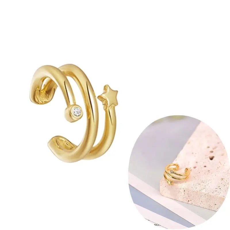 1 PCS Plated 24K High-end Geometric Design Ear Clip Women Without Perforated Geometric Cartilage Exquisite Jewelry Earrings Gift