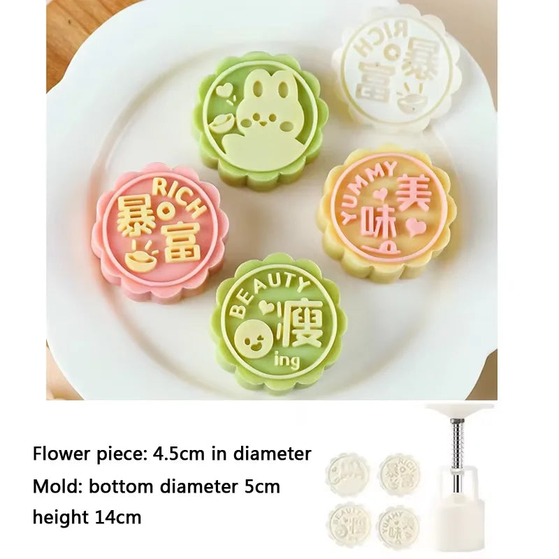 1 set DIY Mooncake Mold Plastic Hand Press Pastry Mold Hand Press Mung Bean Cake Model Pastry Embossing Make Kitchen Baking Tool