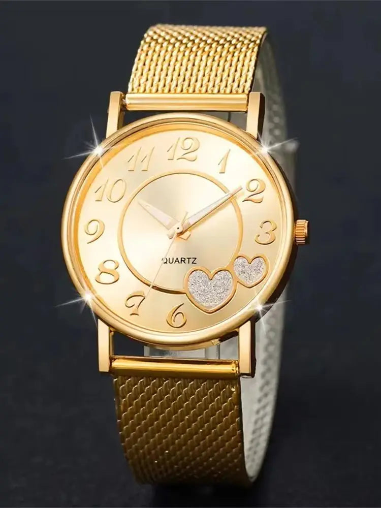 Montre Femme Quartz 006 – Set Bijoux Papillon, Cadran Sans Chiffres, Bracelet Résine
