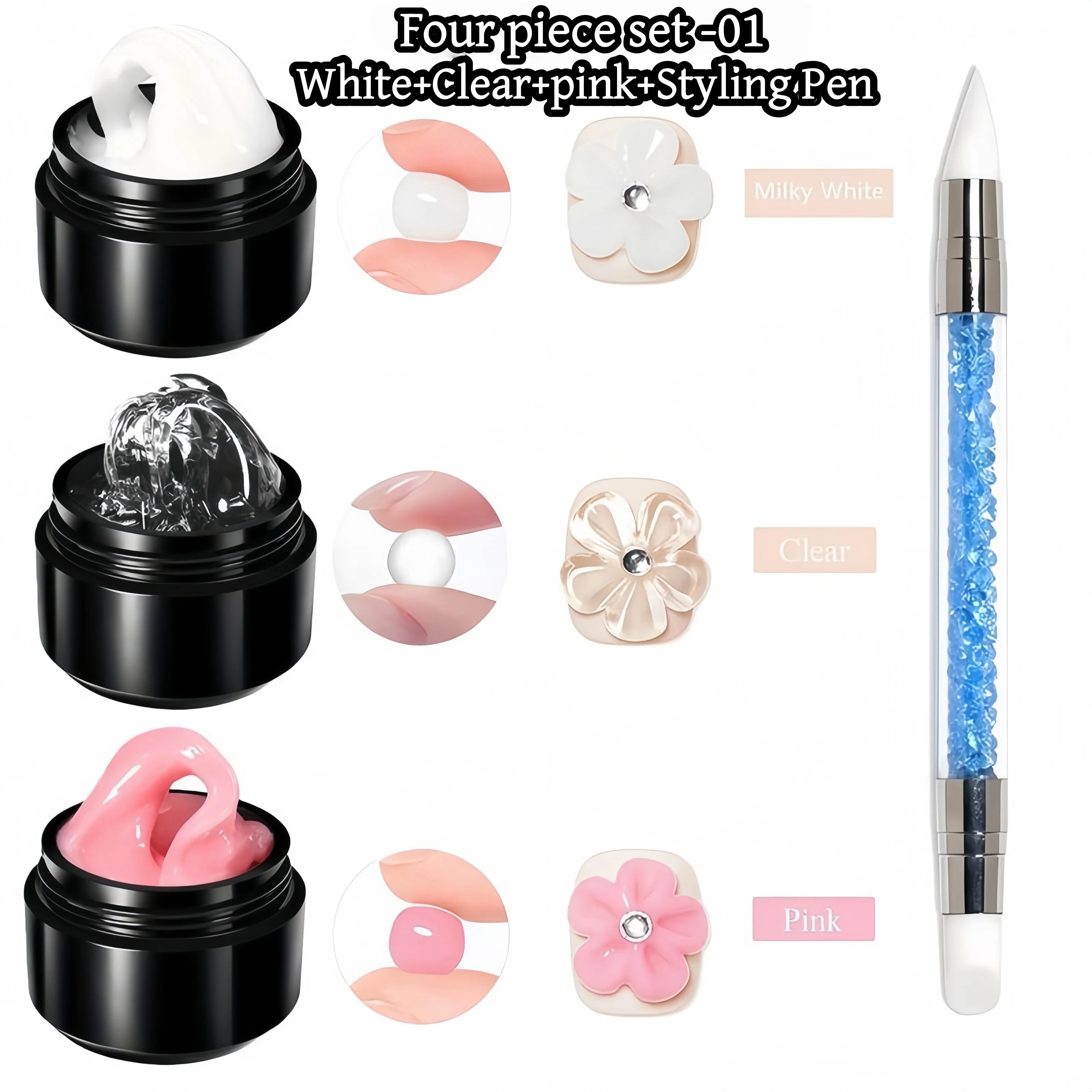 Gel 3D pour Ongles – Overlay Dur Longue Durée, Formes 3D Nœud, Géométrique, Lettres, Qualité Salon