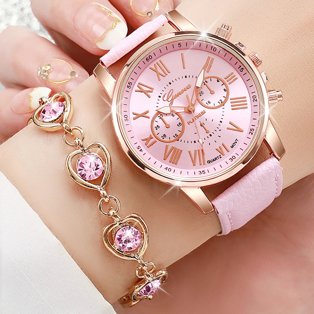 Montre Femme Quartz V248 – Cadran 42mm, Bracelet Cuir, Style Fashion & Casual