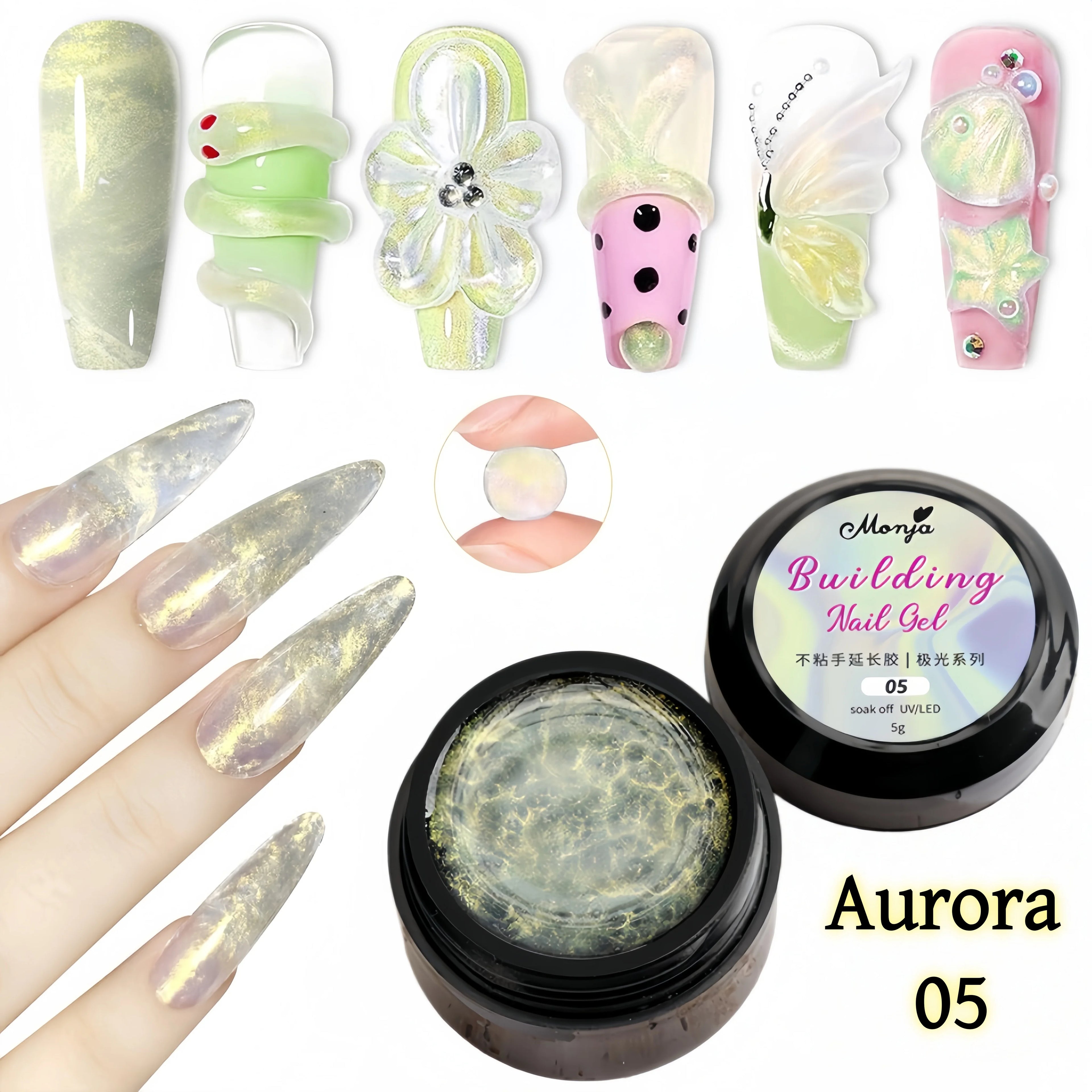 Gel 3D pour Ongles – Overlay Dur Longue Durée, Formes 3D Nœud, Géométrique, Lettres, Qualité Salon