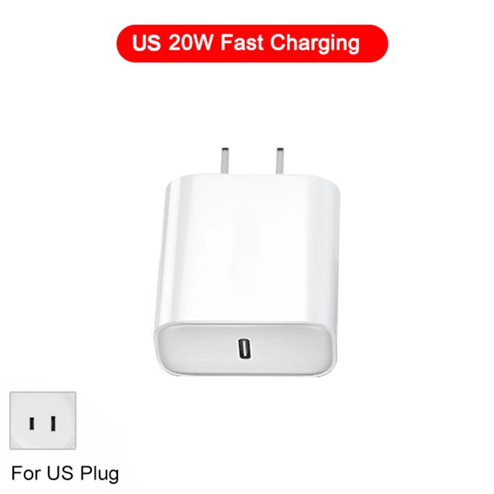 Chargeur Rapide 20W pour iPhone 13 mini 12 11 Pro 14 Pro Max Plus X XR XS – USB Type C avec Câble