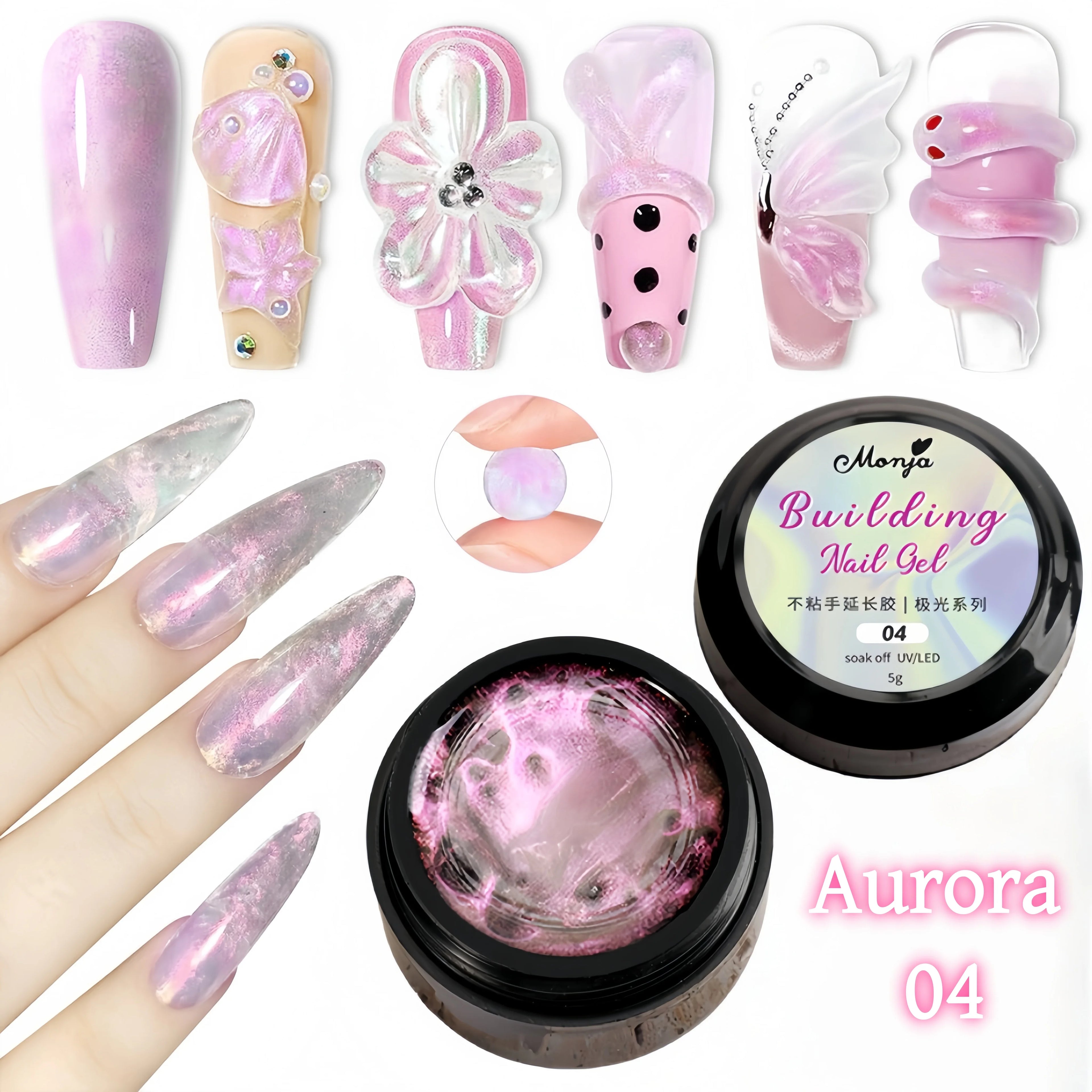 Gel 3D pour Ongles – Overlay Dur Longue Durée, Formes 3D Nœud, Géométrique, Lettres, Qualité Salon