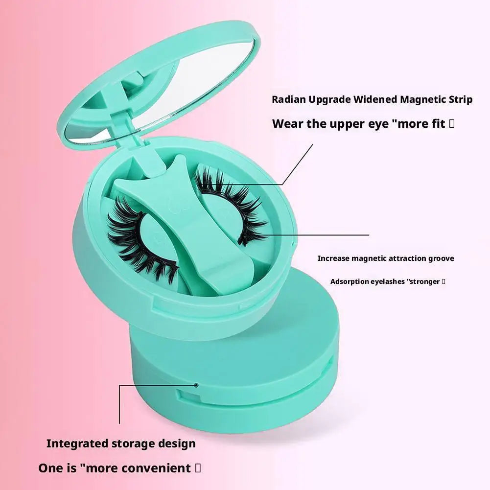 Magnetic Fake Eyelashes Set Reusable 3D Glue-free Waterproof Natural False Eyelashes With Travel-friendly Applicator