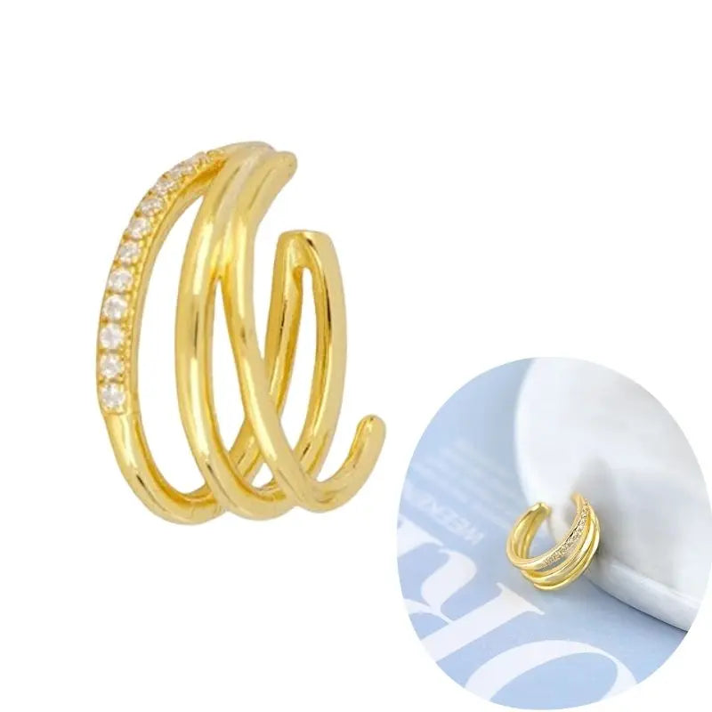 1 PCS Plated 24K High-end Geometric Design Ear Clip Women Without Perforated Geometric Cartilage Exquisite Jewelry Earrings Gift