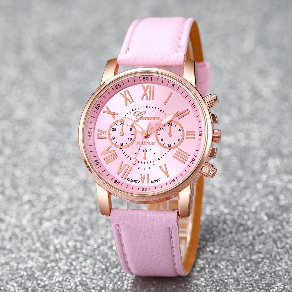 Montre Femme Quartz V248 – Cadran 42mm, Bracelet Cuir, Style Fashion & Casual