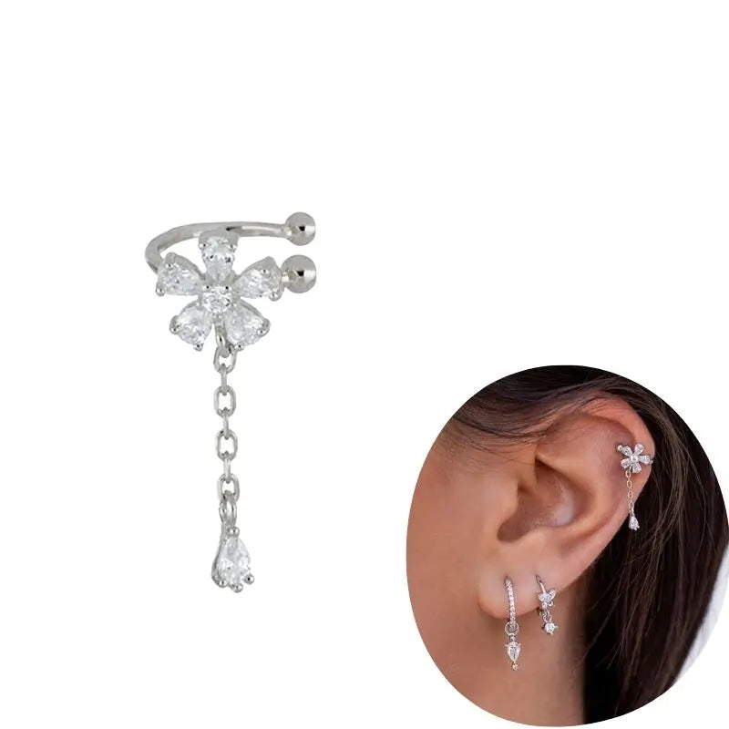 1 PCS Plated 24K High-end Geometric Design Ear Clip Women Without Perforated Geometric Cartilage Exquisite Jewelry Earrings Gift