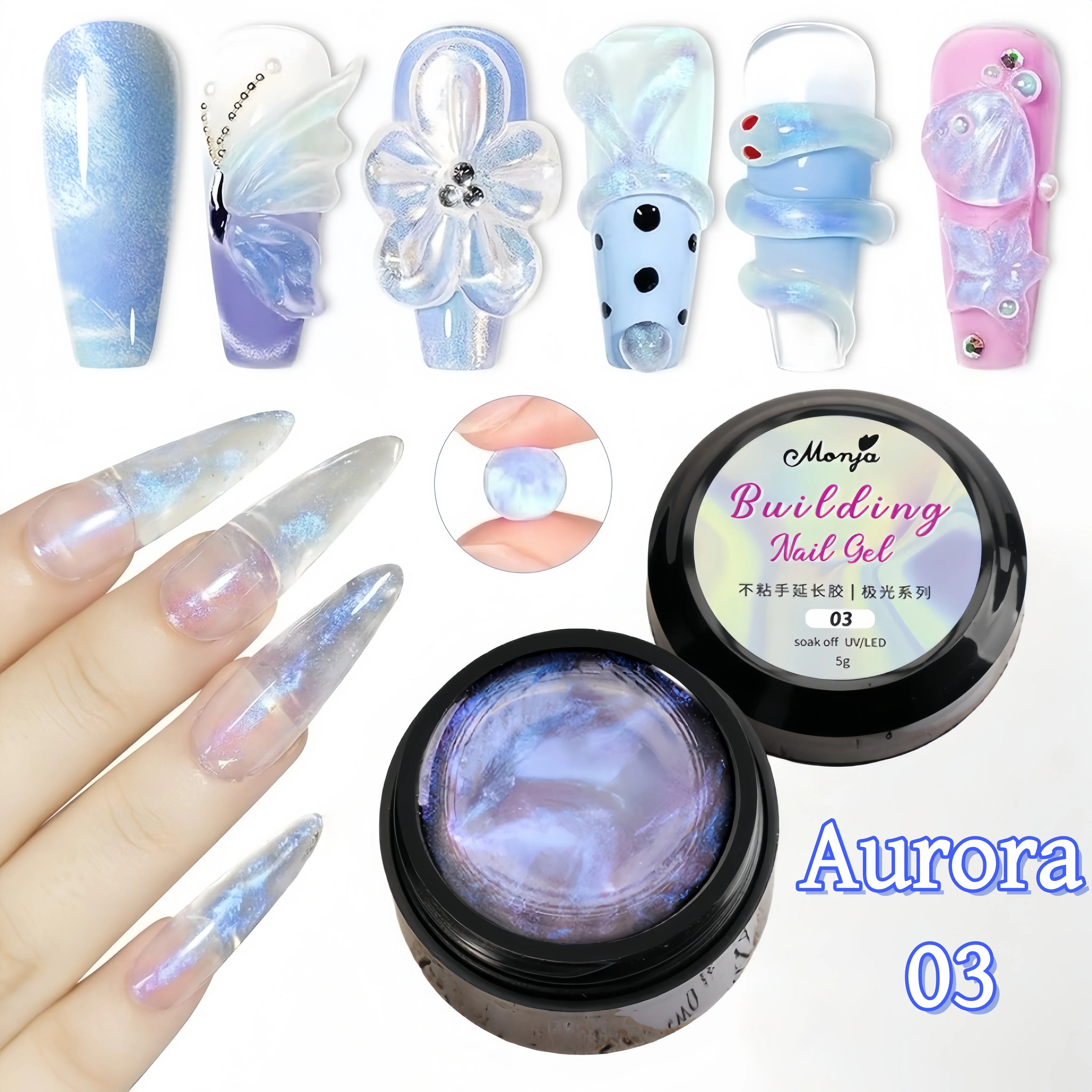 Gel 3D pour Ongles – Overlay Dur Longue Durée, Formes 3D Nœud, Géométrique, Lettres, Qualité Salon