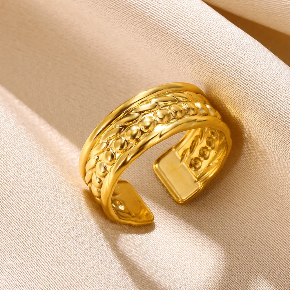 316L Stainless Steel Shell Rings for Women Adjustable Gold Color Little Star Open Rings Female Jewelry Weddings Gifts New Trendy