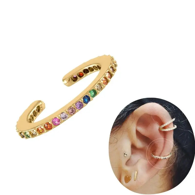 1 PCS Plated 24K High-end Geometric Design Ear Clip Women Without Perforated Geometric Cartilage Exquisite Jewelry Earrings Gift